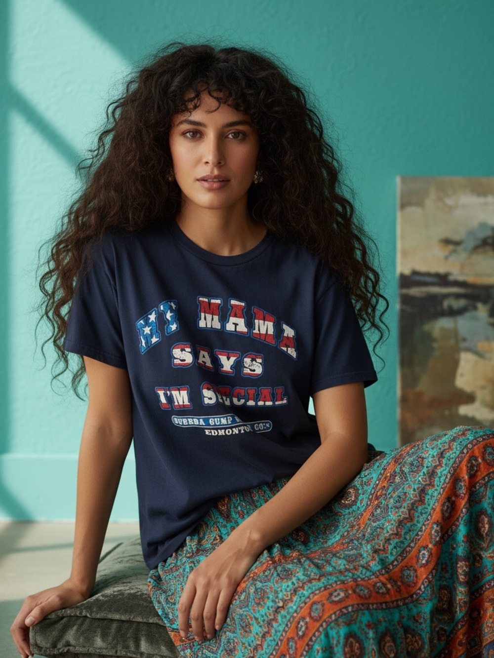 Bubba Gump My Mama Says I'm Special Blue T-shirt Size L